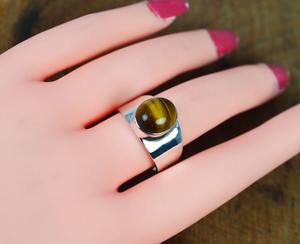 Anillo clásico de plata sólida 925, joyería para mujer, Plata de Ley 925, piedra preciosa de ojo de tigre, estilo bohemio, anillo hecho a mano, Regalo para mamá - Product Image 3