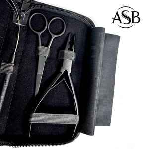 Black Matte Stainless Steel Microbeads Hair Extension <b>Tools</b> Kit With <b>Clips</b> Scissor Hair Pulling Loop Raw Hairs Extension - Product Image 5