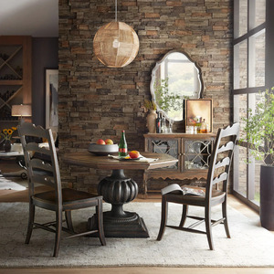 Rustic Solid Wood <b>Dining</b> Room Set <b>Round</b> <b>Dining</b> <b>Table</b> <b>and</b> <b>Chairs</b> Traditional Kitchen Furniture Custom Color - Product Image 1