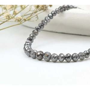 Gray Faceted Diamond <b>Bracelet</b> 3-4.5 mm Round Beads Elegant <b>Beaded</b> Bangle - Product Image 5