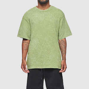 Venta al por mayor hombres ácido lavado camiseta Streetwear Hip Hop piedra 100% algodón camisetas con logo Ringer agua lavado hombres camisetas - Product Image 5