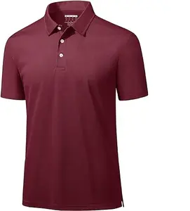 Quick-Dry Men's Polo Shirt Short-Sleeve Pique Tech Plain Dyed Solid Pattern for Outdoor Performance and Casual Work