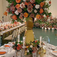 Nouveaux accessoires de mariage, fleurs de table dorées/argentées, décoration de fête d'anniversaire, décorations d'hôtel