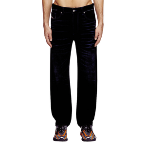 Jean taille haute bleu foncé pour homme, confortable et décontracté, coupe droite classique, denim délavé, pour toutes les saisons d'automne - Product Image 3