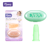 Set Sikat Gigi Jari Bayi Silikon Langsung dari Pabrik Bebas BPA Sikat Gigi Ibu Jari Bayi dengan Kotak Penyimpanan untuk Perawatan Mulut Bayi