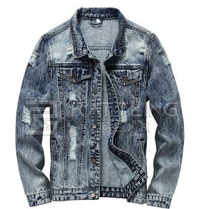 Veste en jean pour hommes imprimée de logo personnalisé de haute qualité 100% coton grande taille bas prix style de rue pour l'hiver - Product Image 1