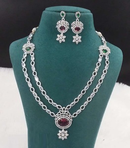 Ensemble de collier de travail en pierre AD en laiton de Style classique élégant pour femmes Occasions de fête d'anniversaire de mariage pendentifs de mode breloques - Product Image 2