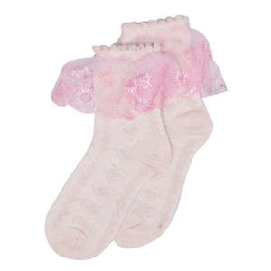 ถุงเท้าเด็กผู้หญิงลายระบาย - สีชมพูชา - Product Image 1
