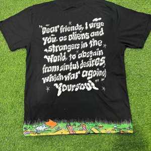 100% algodón, camiseta para hombre, ajuste holgado estampado recortado Boxy Raw Hem Cut Edge Us Size camisetas para camiseta lisa impresión personalizada - Product Image 4