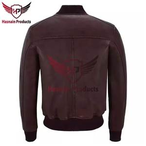 Chaqueta de cuero de bombardero n. ° 1 de Pakistán para hombre, nuevo estilo Vintage 100%, prendas de vestir exteriores de piel de oveja genuina para invierno - Product Image 6