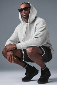 Sweat à capuche unisexe gris athlétique surdimensionné avec logo personnalisé le plus vendu Sweat à capuche pour homme en coton éponge mélangé lourd - Product Image 4