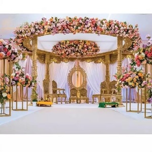 ชุดแมนดา็ปไม้สองเสาคู่แบบมีสไตล์ดูน่าตื่นตาของการแต่งงานอินเดียเวทีการแต่งงาน DST ส่งออกสินค้าออกแบบปรับแต่งได้ - Product Image 1