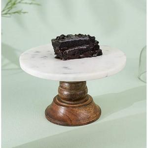 ที่วางเค้กแบบเดี่ยวทำจากไม้และเรซินรูปร่างทรงกลมสีน้ำตาลและสีทองใช้ในบ้านและเครื่องครัวสไตล์ล่าสุด - Product Image 2
