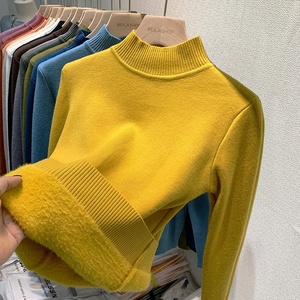 Pull en cachemire en gros pour femmes, pull d'<span class=keywords><strong>hiver</strong></span> épais à col roulé mi-haut avec bas en vison, <span class=keywords><strong>sous</strong></span>-vêtements <span class=keywords><strong>chauds</strong></span> - Product Image 6