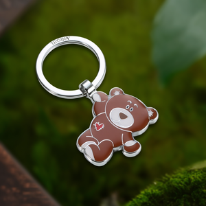 Portachiavi in Metallo Personalizzato a Forma di Orso Bruno, Gadget Unico e Personalizzabile - Product Image 3
