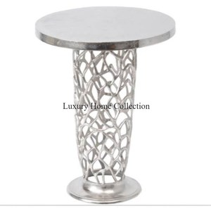 <b>Gold</b> Plated Metal Stand and Leaf Designer Top Attractive Look Coffee and Side Table Living Room Furniture <b>Accessories</b> Supplies - Product Image 6