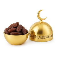 Green Crescent Date Bowl mit Kuppel deckel Islamic Gift Tray für Ramadan Eid Sweet Dish Hot Selling Dekorations artikel