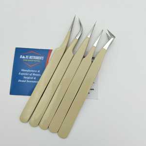 Pince à épiler d'extension de cils classique professionnelle durable en acier inoxydable courbé pointu droit Volume Fiber conseils cils - Product Image 4