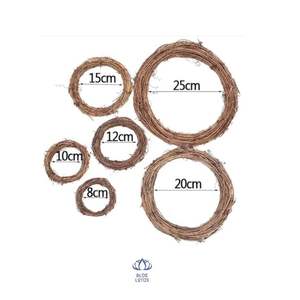 พวงมาลาเถาองุ่นธรรมชาติห่วงหวายสำหรับตกแต่งวันหยุดคริสต์มาสดอกบัวสีน้ำเงิน - Product Image 1