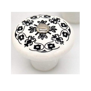 Handmade <b>Black</b> Heart Dot Design Round Shape Ceramic <b>Knob</b> Wardrobe Drawers Kitchen <b>Door</b> Handle Furniture for Home Decoration - Product Image 3