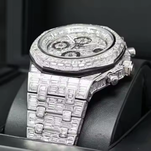 High Quality Hip Hop Iced Out VVS Clarity Full White Moissanite Diamond Studded Automatic Movement <b>Watch</b> for Unisex <b>Couple</b> - Product Image 3