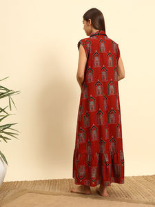 Chemise de nuit en dentelle 100% coton pour femmes Sans manches Longue Respirante Tissu à motifs géométriques Élégante Automne/Printemps Été - Product Image 5