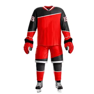 Ensemble de maillots de hockey sur glace personnalisés de haute qualité Concevez votre propre uniforme de hockey avec broderie - Product Image 3