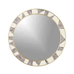 Miroir mural incrusté d'os avec finition polonaise forme ronde Design moderne bonne qualité pour la décoration de la maison par Crescent crafts - Product Image 1