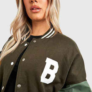 แจ็กเก็ตมันหนาวสตรีทแวร์เสื้อแจ็กเก็ตเบสบอลสีพื้นผ้านิ่มสำหรับสตรีทแวร์ - Product Image 4