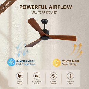 36 Inch Solid Wood Ceiling <b>Fan</b> Without Light, Reversible DC Motor Ceiling <b>Fan</b> with <b>Remote</b> <b>Control</b> for Bedroom Living Room - Product Image 2
