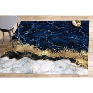 Tapis en marbre bleu marine : Décoration moderne pour salon, avec tapis à poils doux - Product Image 5