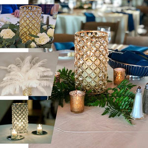 Ensemble élégant de 2 bougeoirs ronds en cristal Accents perlés argentés Parfait pour les bocaux à bougies de décoration intérieure et extérieure - Product Image 4