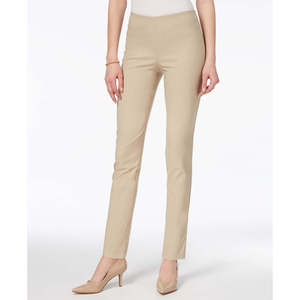 Pantaloni da donna Charter Club beige a vita alta, modello a tubino, anti-piega, con controllo pancia, per ufficio, taglia 10 Petite - Product Image 1