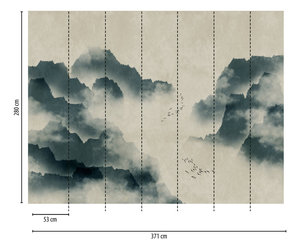 Papier peint photo moderne fabriqué en Allemagne, murale de paysage bleu beige gris, vinyle non tissé, murale pour chambre à coucher, hôpital, centre commercial - Product Image 4