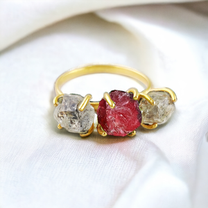 Natural Birthstone Diamond with <b>Garnet</b> Raw <b>Rings</b> Wholesale Handcrafted Gemstone <b>Ring</b> - Product Image 1