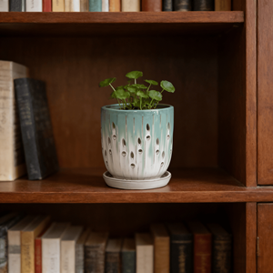 Juego de Macetas de Cerámica Hechas a Mano, Ecológicas, Estilo Americano, Degradado Verde-Blanco, con Orificio de Drenaje para Jardín y Hogar, 7.48x5.51 8.07x6.1 - Product Image 2