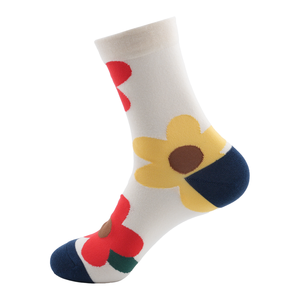 Calcetines de Algodón para Mujer Kikiya - Diseño Floral, Transpirables, de Punto, Grosor Estándar, para Uso Diario Informal, Compresión Clase 1 - Product Image 6