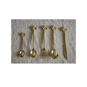Juego de cubiertos de Palma de latón de 5 con esmalte brillante para hotel, hogar y restaurante, nuevos juegos de cubiertos de diseño de Palma a precio al por mayor - Product Image 1