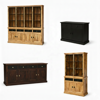 Armoire de salon en bois de manguier massif, style farmhouse moderne, faite à la main, durable, écologique, recyclable, grande capacité, style antique