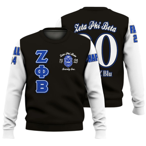 Sweat-shirt à col rond bleu Zeta Phi Beta 1920, sororité grecque, pull brodé pour femmes - Product Image 3