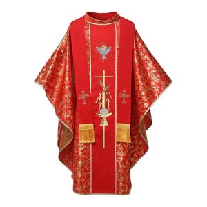 Comprar batas litúrgicas católicas de diseño personalizado OEM ODM bordado religioso Iglesia clero casulla sacerdotal - Product Image 6