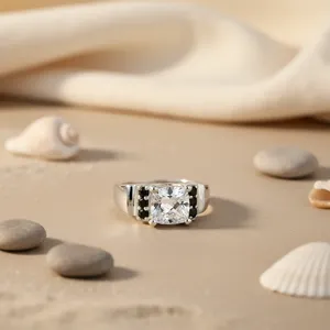 Princess Cut <b>Crystal</b> Rhinestone <b>Ring</b> 925 Silver Prong Setting Classic Fashion Women's Gift Gemstone <b>Ring</b> - Product Image 2