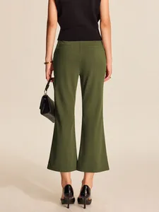 EVER GLOW High Waisted Olive Green Straight Pants Full <b>Length</b> Solid Canvas Casual Pockets Drawstring Closure Waterproof - Product Image 1