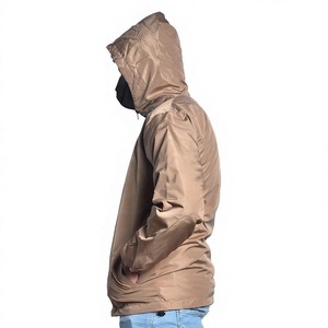 Wholesale <b>Men's</b> Casual <b>Long</b> Thin Hooded Lightweight Full Zip Protective Outdoor Custom OEM-Logo Windbreaker <b>Jackets</b> - Product Image 3