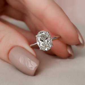Bague de fiançailles en diamant ovale de laboratoire 10K or massif 2.50-3.00 carat serti de broches Trendy Luxury for Women IGI Certificate - Product Image 1