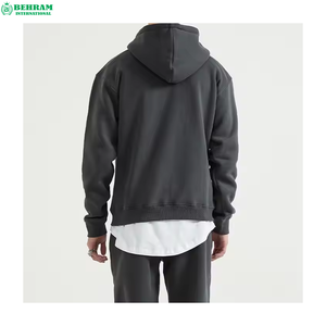 เสื้อฮู้ดดี้ผ้าฟลีซฝรั่งเศสคุณภาพสูง 500GSM ทรงหลวม ปักลายแบบดิสเทรส สำหรับทุกเพศ  บริการ OEM สำหรับฤดูหนาว - Product Image 4