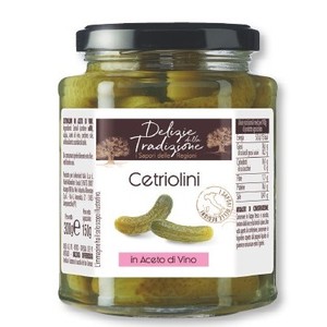 Delizie Tradizione, Encurtidos Tradicionales, Pepinillos en Vinagre, 314 ml x 8 Unidades, Sabor Ácido - Product Image 1