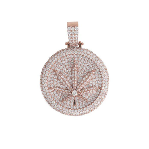 Pendentif de luxe en argent 925 plaqué or 14 carats et rhodium, motif fleur, style hip-hop, avec moissanite, pour hommes et femmes, idéal pour mariages, fêtes et cadeaux - Product Image 1