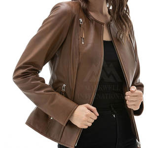 Precio bajo al por mayor de cuero Pu chaqueta de cuero de las mujeres de moda Slim Fit chaqueta de cuero de las mujeres - Product Image 2