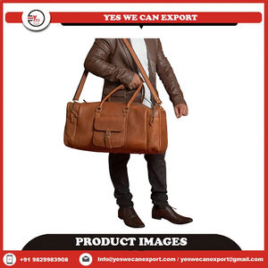 กระเป๋าเดินทางทรงดัฟเฟิลกีฬาหนังแท้ทำด้วยมือมีซิปสไตล์ทันสมัยใส่ได้ทั้งชายและหญิง - Product Image 2